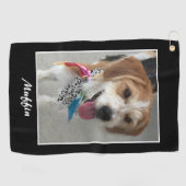 Dierenfoto & Naam, aanpassen, Zwart & Wit Golfhanddoek (Horizontaal)
