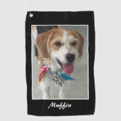 Dierenfoto & Naam, aanpassen, Zwart & Wit Golfhanddoek (Voorkant)