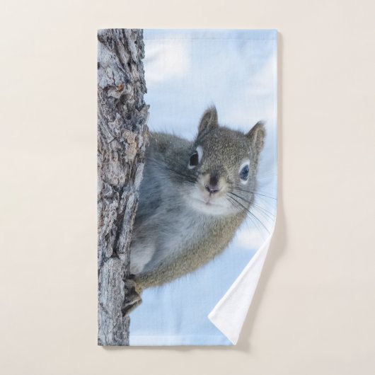 Dierenfotografie, nieuwsgierige eekhoorn handdoek (Handdoek)