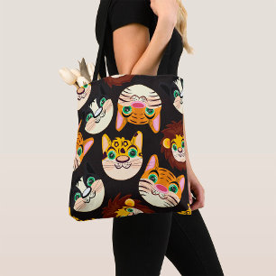 Dierengezichten Patroon Katten Leeuwen Honden Tote Bag