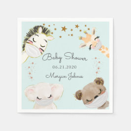 dierengezichtmaskers baby shower monogram servette servet