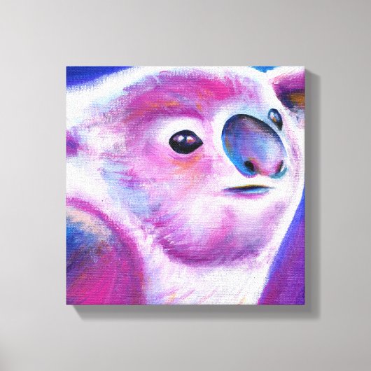 Dierengezichtskunst van Bright paarse Koala Canvas Afdruk (Voorkant)