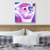 Dierengezichtskunst van Bright paarse Koala Canvas Afdruk (Insitu (Slaapkamer))
