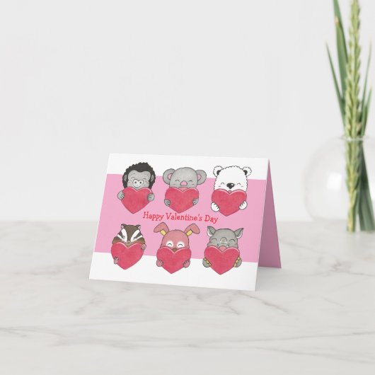 Dierenhart klas valentina-ruilkaart gevouwen kaart (Voorkant)