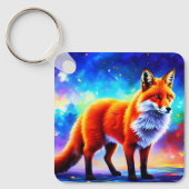 Dierenheldere abstractie vos kleurrijk mooi sleutelhanger (Voorkant)