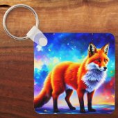 Dierenheldere abstractie vos kleurrijk mooi sleutelhanger (Voorkant)