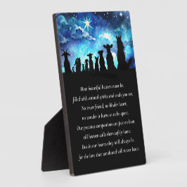 Dierenherdenkingsmonument met spiritueel gedicht fotoplaat