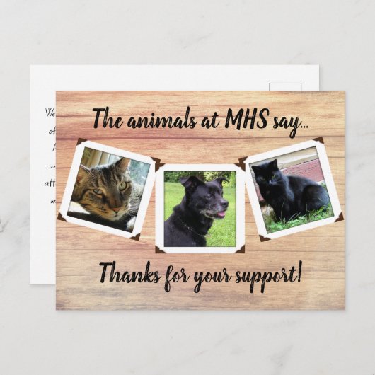 Dierenhouder Drie Bedankt van het fotomodel Briefkaart (Voorkant / Achterkant)