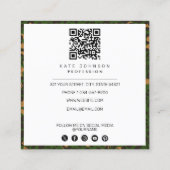 Dierenhuid Luipaard Afdrukpatroon Groene QR-code Vierkante Visitekaartje (Achterkant)