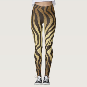 Dierenhuiden zebraprint goud ombré leggings