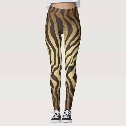 Dierenhuiden zebraprint goud ombré leggings (Voorkant)