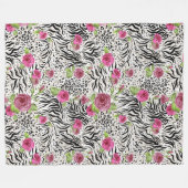 Dierenhuidprint en rozen fleece deken (Voorkant (Horizontaal))