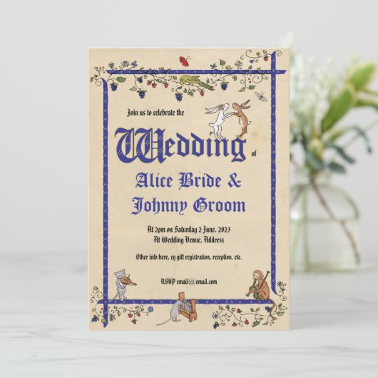 Dierenhuwelijksuitnodiging Kaart (Staand voorkant)