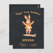 Dierenkaarten eerste verjaardag briefkaart (Voorkant / Achterkant)