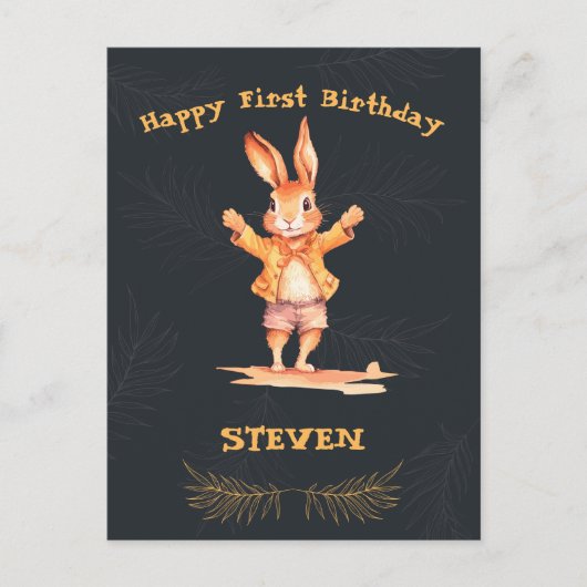 Dierenkaarten eerste verjaardag briefkaart (Voorkant)