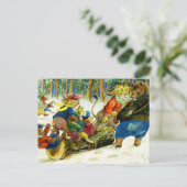 Dierenkerst - Het krijgen van de Yule Log Feestdagenkaart (Staand voorkant)