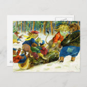 Dierenkerst - Het krijgen van de Yule Log Feestdagenkaart (Voorkant / Achterkant)