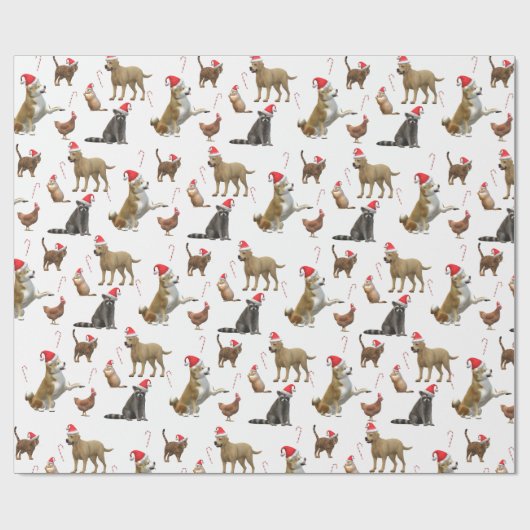 Dierenkerstmis Cadeaupapier (Vlak)