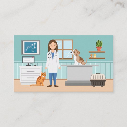 Dierenkliniek Dierenarts Dierenarts Vrouw Huisdier Visitekaartje (Voorkant)
