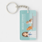 Dierenkliniek Dierenarts Vrouw Custom Name Sleutelhanger (Voorkant)