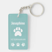 Dierenkliniek Dierenarts Vrouw met Oranje Kat Sleutelhanger (achterkant)