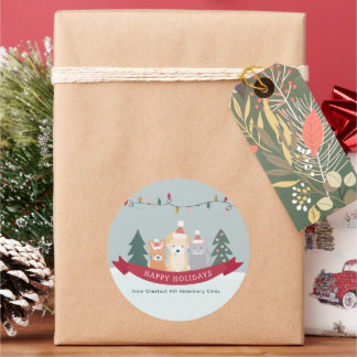 Dierenkliniek Dierenartsenpraktijk Kerstmis Ronde Sticker