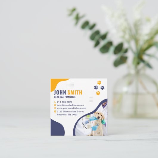 Dierenkliniek, Dierenzorg, Dierenarts Vierkante Visitekaartje (Staand voorkant)