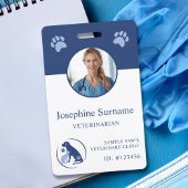 Dierenkliniek Foto ID Blauwe Hond en Kat Logo Badge