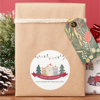 Dierenkliniek huisdier bedrijf Kerstmis Ronde Sticker