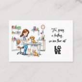 Dierenkliniek Schattige Meisje Puppy & Kat Visitekaartje (Achterkant)