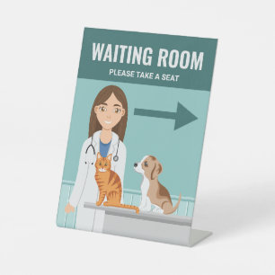 Dierenkliniek Veterinair Ziekenhuis Wachtkamer Gid Reclamebord Met Voetstuk