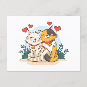 Dierenkoppels van Valentijnsdagen met katten Briefkaart