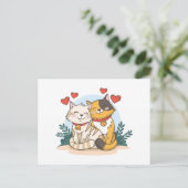 Dierenkoppels van Valentijnsdagen met katten Briefkaart (Staand voorkant)