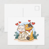 Dierenkoppels van Valentijnsdagen met katten Briefkaart (Voorkant / Achterkant)