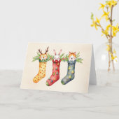 Dierenkousen Waterverf Kerstmis Kaart (Gele Bloem)