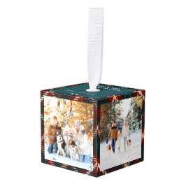 Dierenland Tartan Pset 4 Fotokubus Ornament