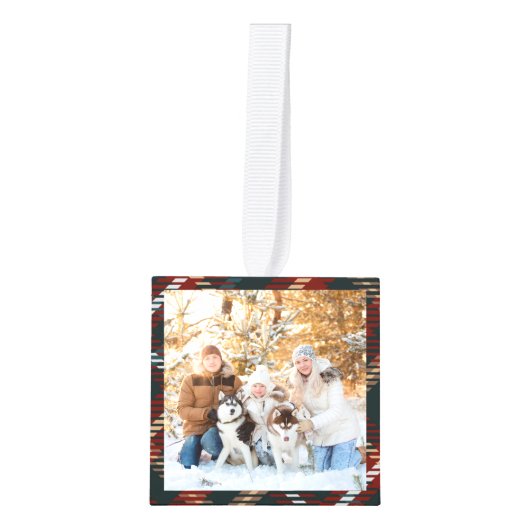 Dierenland Tartan Pset 4 Fotokubus Ornament (Voorkant)