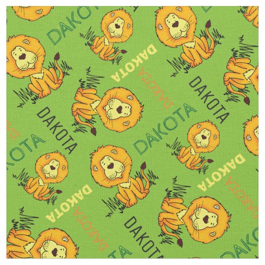 Dierenleeuw gepersonaliseerde naam kinder stof (Close Up)