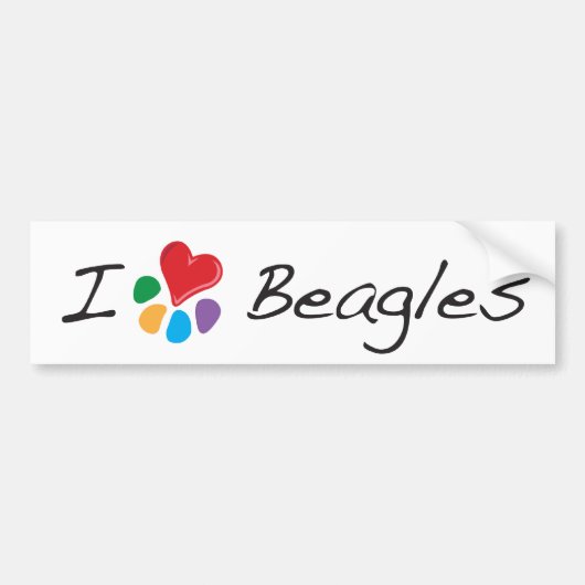 Dierenliefhebber_Ik hou van Beagles Bumpersticker (Voorkant)