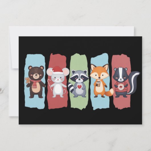 Dierenliefhebber Kerst Wasbeer Opossum Winter  Feestdagenkaart (Voorkant)