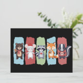 Dierenliefhebber Kerst Wasbeer Opossum Winter  Feestdagenkaart (Staand voorkant)