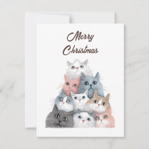 Dierenliefhebber Moppige katten Kerstboom Feestdagenkaart