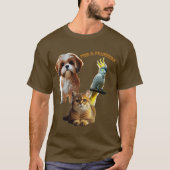 Dierenliefhebber van bont en veren hond, kat en vo t-shirt (Voorkant)