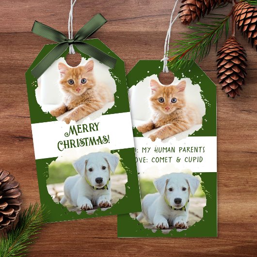 Dierenliefhebbers gepersonaliseerde twee foto's Gr Cadeaulabel