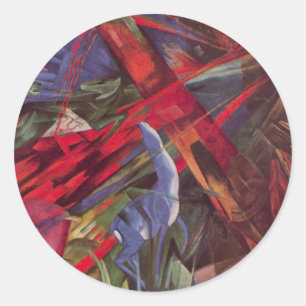 Dierenlot door Franz Marc, Vintage Cubisme Kunst Ronde Sticker