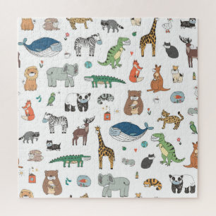 Dierenmasker van de kinderen, viruspatroon. legpuzzel