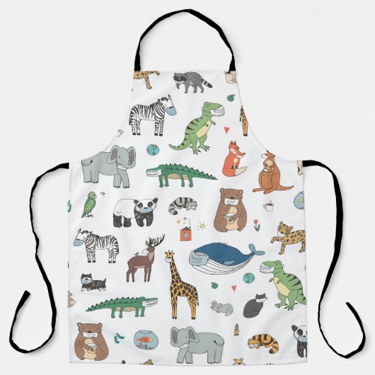 Dierenmasker van de kinderen, viruspatroon. schort (Voorkant)