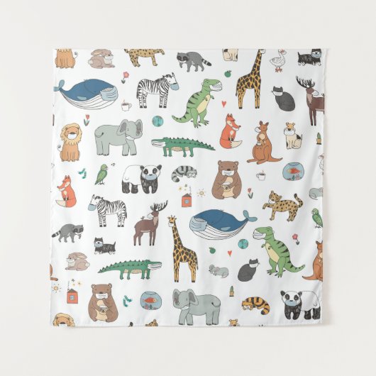 Dierenmasker van de kinderen, viruspatroon. wandkleed (Voorkant)