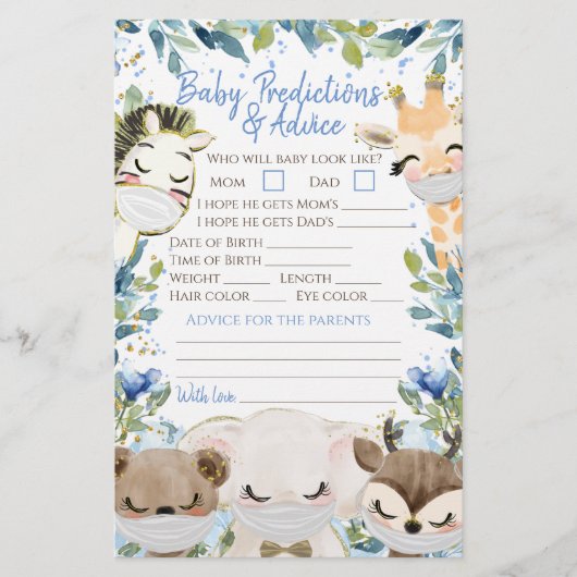 Dierenmaskers Covid Boy Baby shower Double Game Flyer (Voorkant)