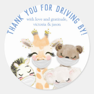 Dierenmaskers Covid Drive By Baby Shower Stickers